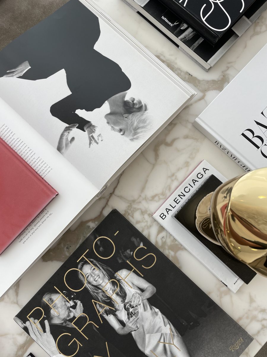 Marble table with Tom Ford and Photographs books